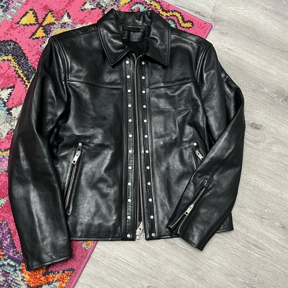 BLK DNM Studded Leather Jacket Black Mens Size M Medium - Picture 14 of 16